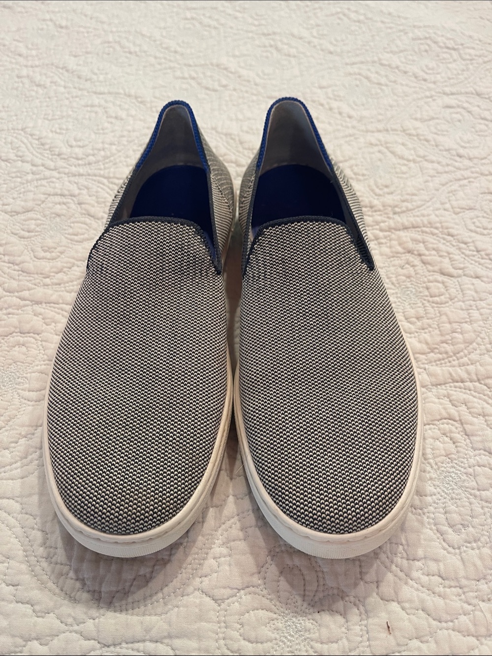 Rothy's Women's Slip-On Sneakers in Navy & White
